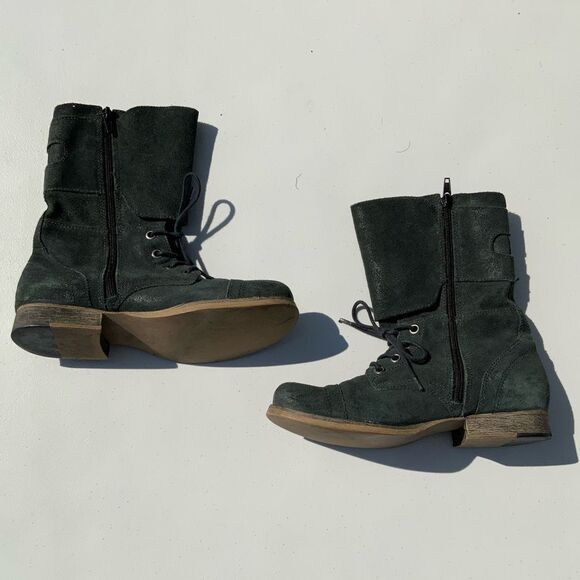 Matisse Lance Dark Green Combat Ankle Boots - Picture 1 of 5